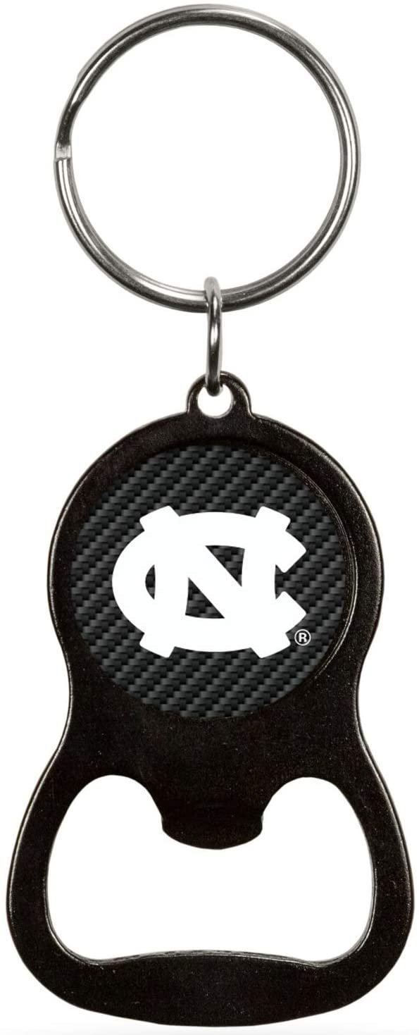 University of North Carolina Tar Heels Premium Solid Metal Keychain Bottle Opener, Carbon Fiber Design