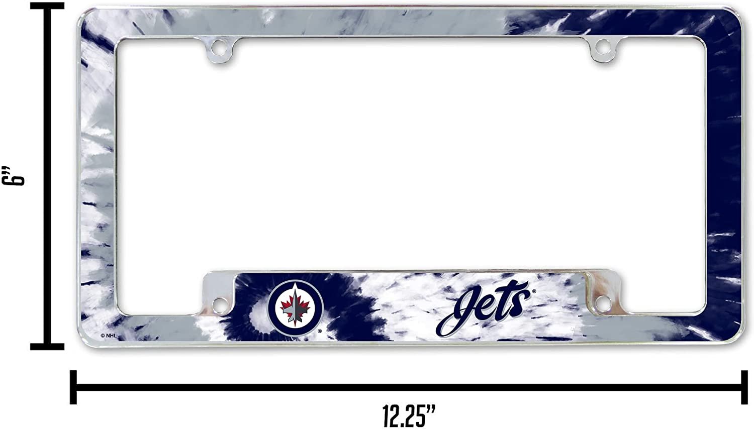 Winnipeg Jets Metal License Plate Frame Chrome Tag Cover Tie Dye Design 6x12 Inch 4