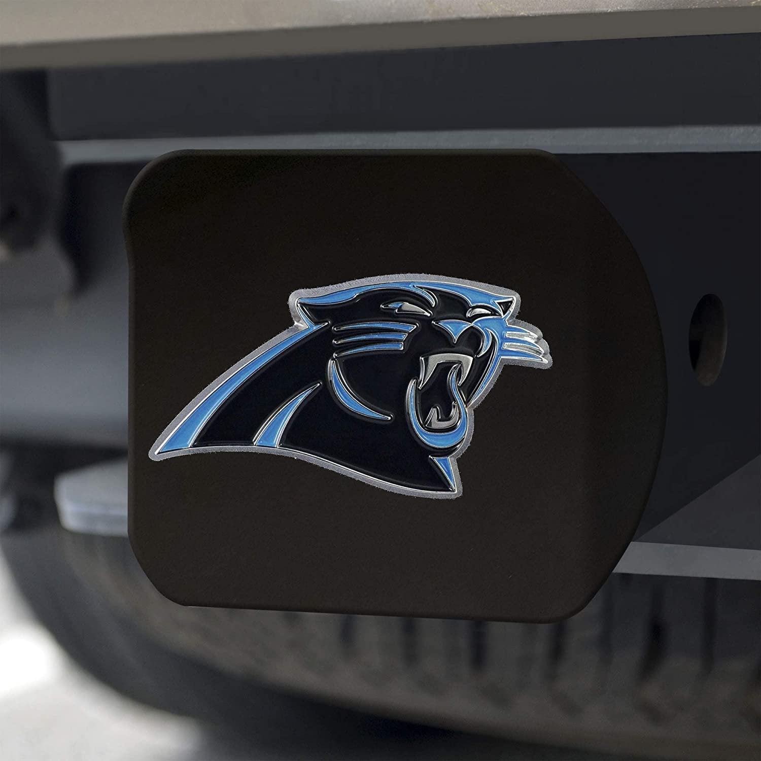 FANMATS NFL Carolina Panthers Metal Hitch Cover, Black, 2" Square Type III Hitch Cover,Blue