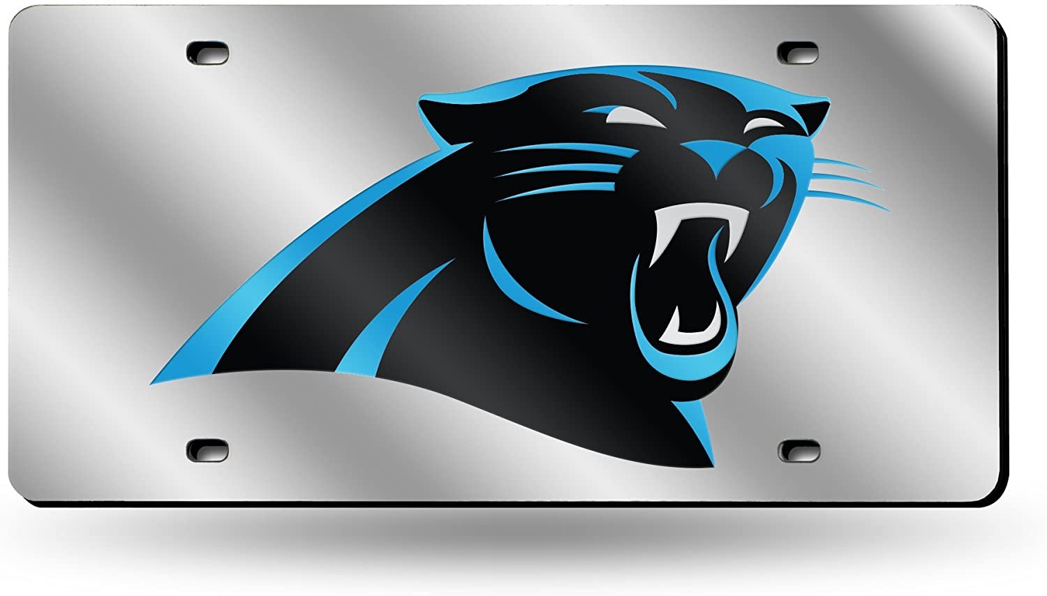 Carolina Panthers Premium Laser Cut Tag License Plate, Mirrored Acrylic Inlaid, 6x12 Inch 1
