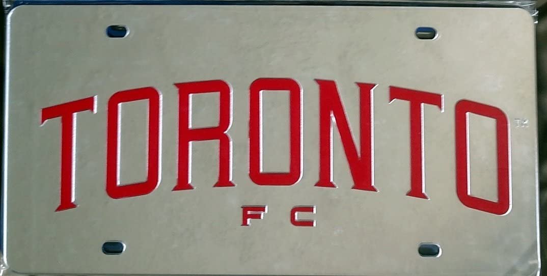 Toronto FC Premium Laser Cut Tag License Plate, Mirrored Acrylic Inlaid, MLS Soccer, 6x12 Inch 1