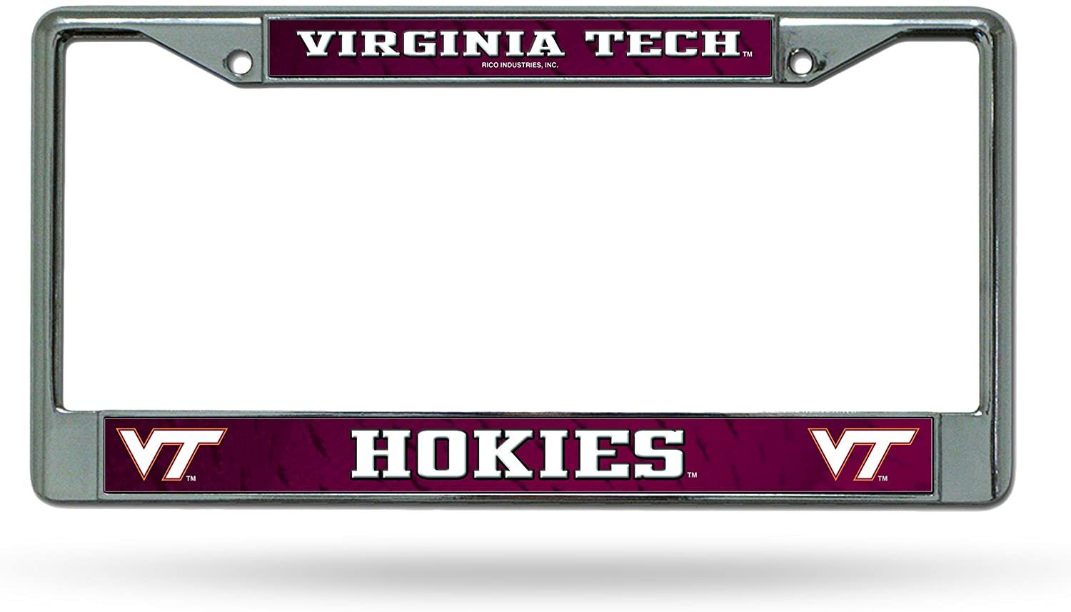 Virginia Tech Hokies Premium Metal License Plate Frame Chrome Tag Cover, 12x6 Inch 1
