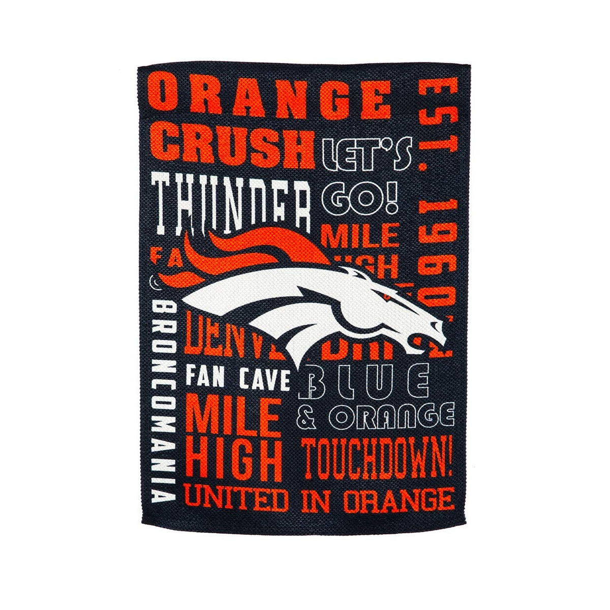 Denver Broncos Premium Double Sided Garden Flag Banner, Fan Rules Design, 13x18 Inch, Display Stand Sold Seperately, Officially Licensed 1