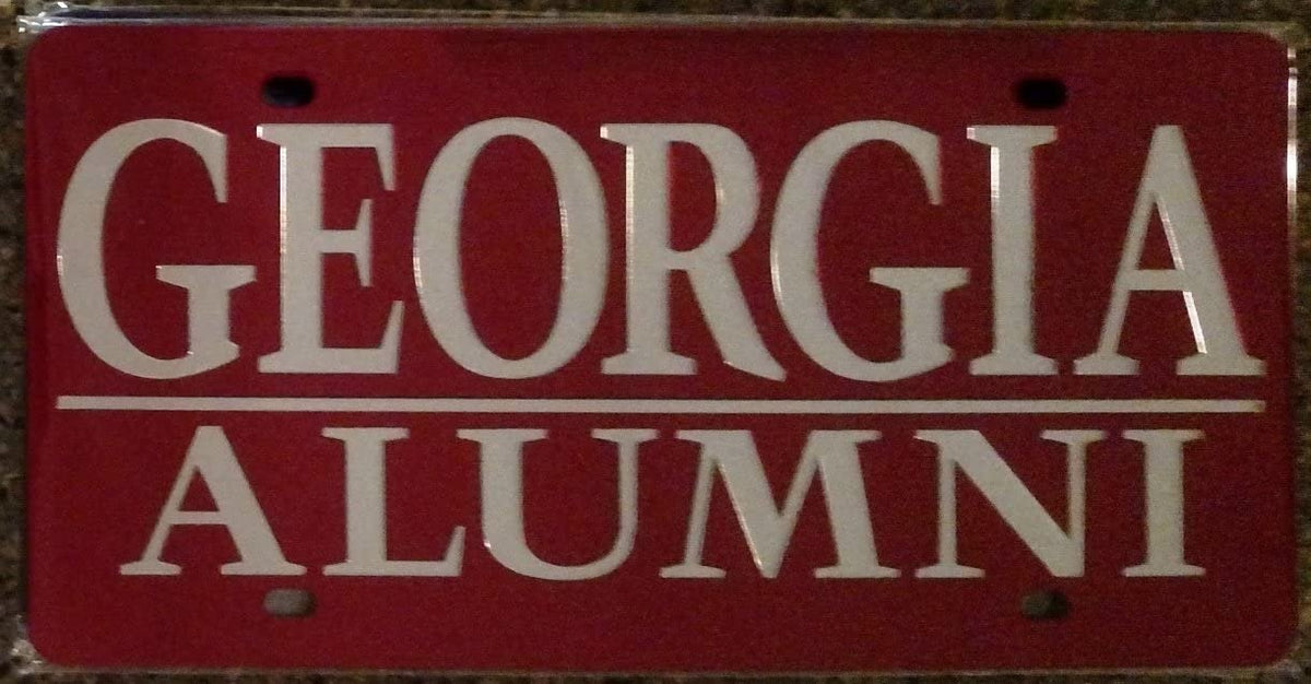 University of Georgia Bulldogs Premium Laser Cut Tag License Plate, Alumni Design, Mirrored Acrylic Inlaid, 6x12 Inch 1
