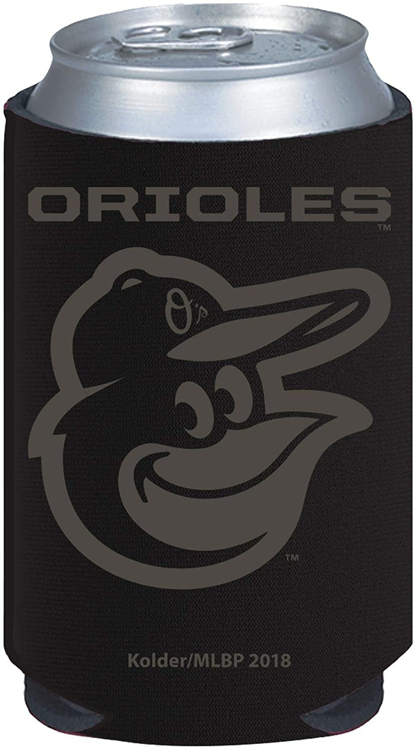 Baltimore Orioles Pair of 12oz Drink Can Cooler Insulated Neoprene Beverage Holder, Black Tonal Design