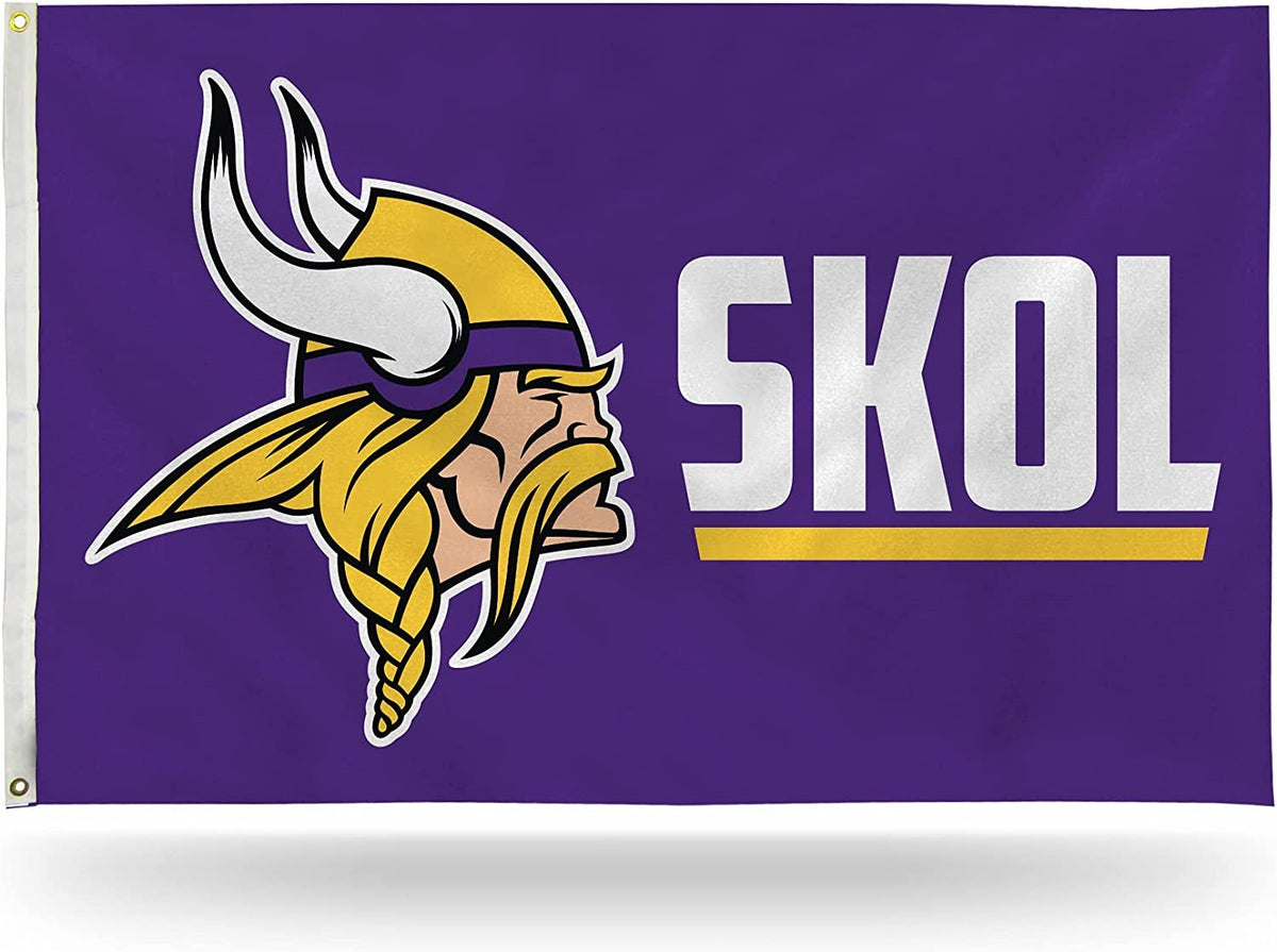 Minnesota Vikings Premium 3x5 Feet Flag Banner, Skol Design, Outdoor Indoor Use, Single Sided 1
