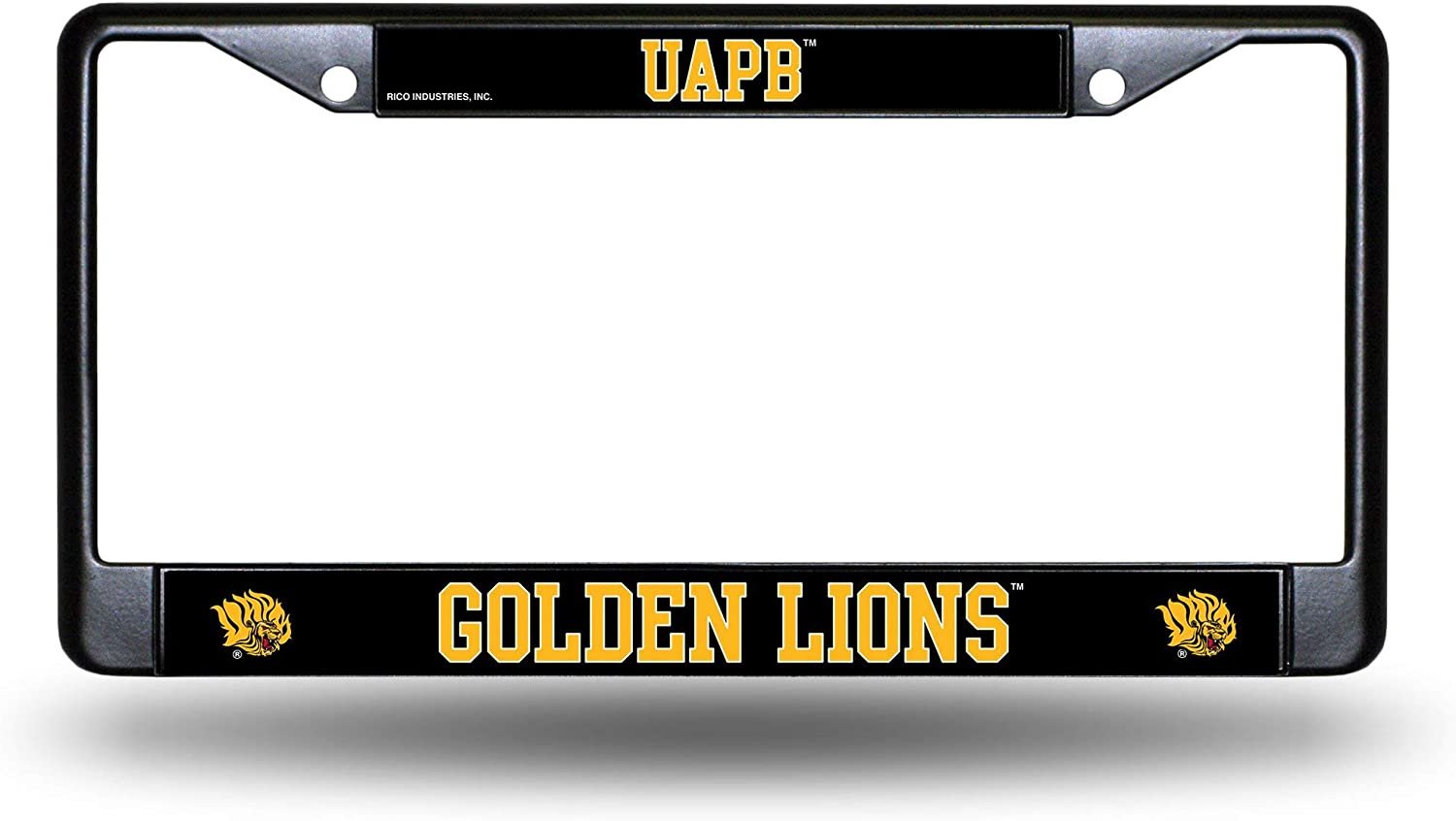 University of Arkansas Pine Bluff Golden Lions Black License Plate Frame Tag Cover 6 x 12 Inches 1