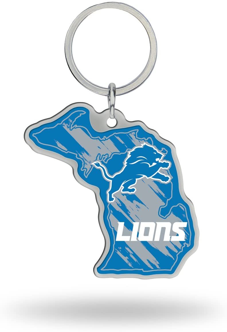 Detroit Lions Metal Keychain State Shaped