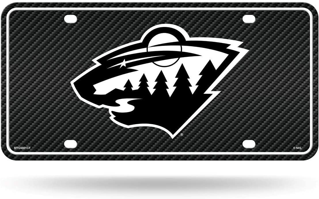 Minnesota Wild Metal Auto Tag License Plate, Carbon Fiber Design, 6x12 Inch