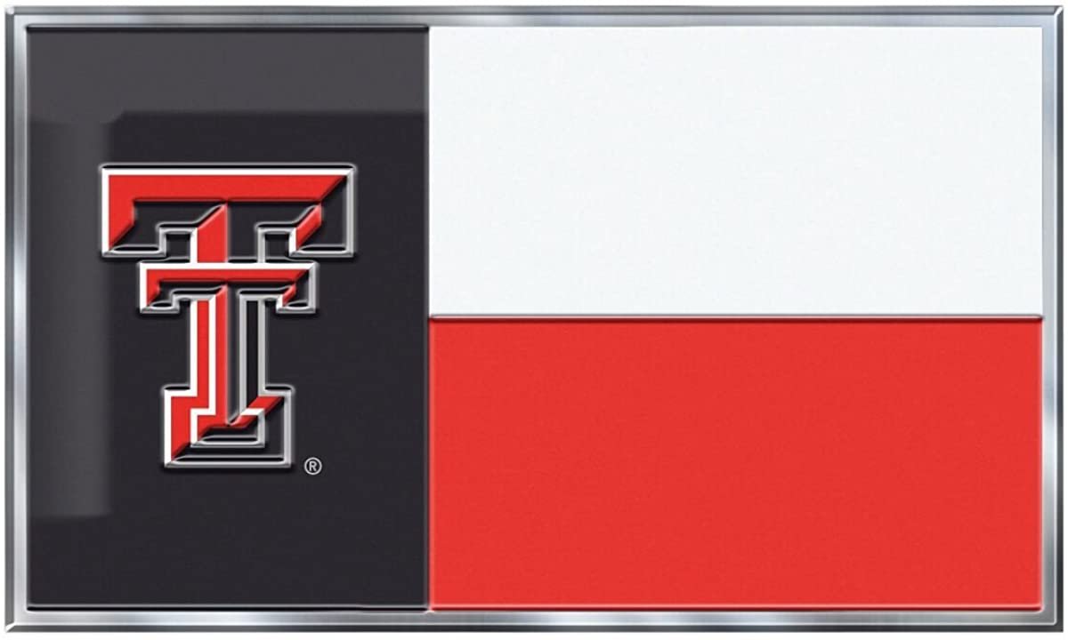NCAA Texas Tech Red Raiders Texas State Flag Automobile Emblem, 3.75 x 2.25-inches 1