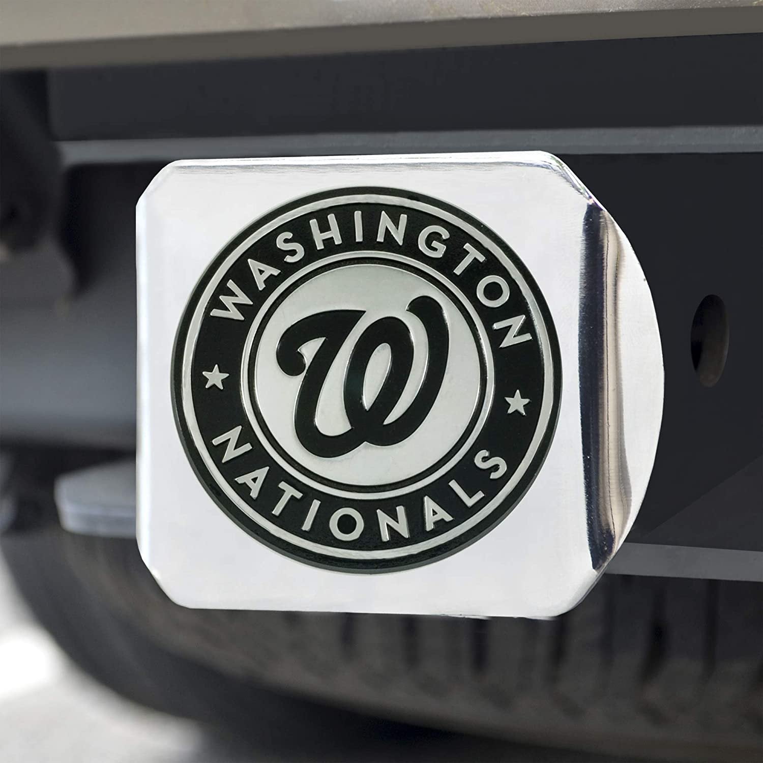 Washington Nationals Hitch Cover Solid Metal with Raised Chrome Metal Emblem 2" Square Type III 2