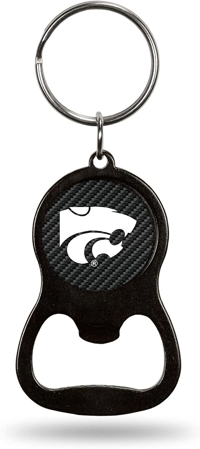 Kansas State University Wildcats Premium Solid Metal Keychain Bottle Opener, Carbon Fiber Design 1