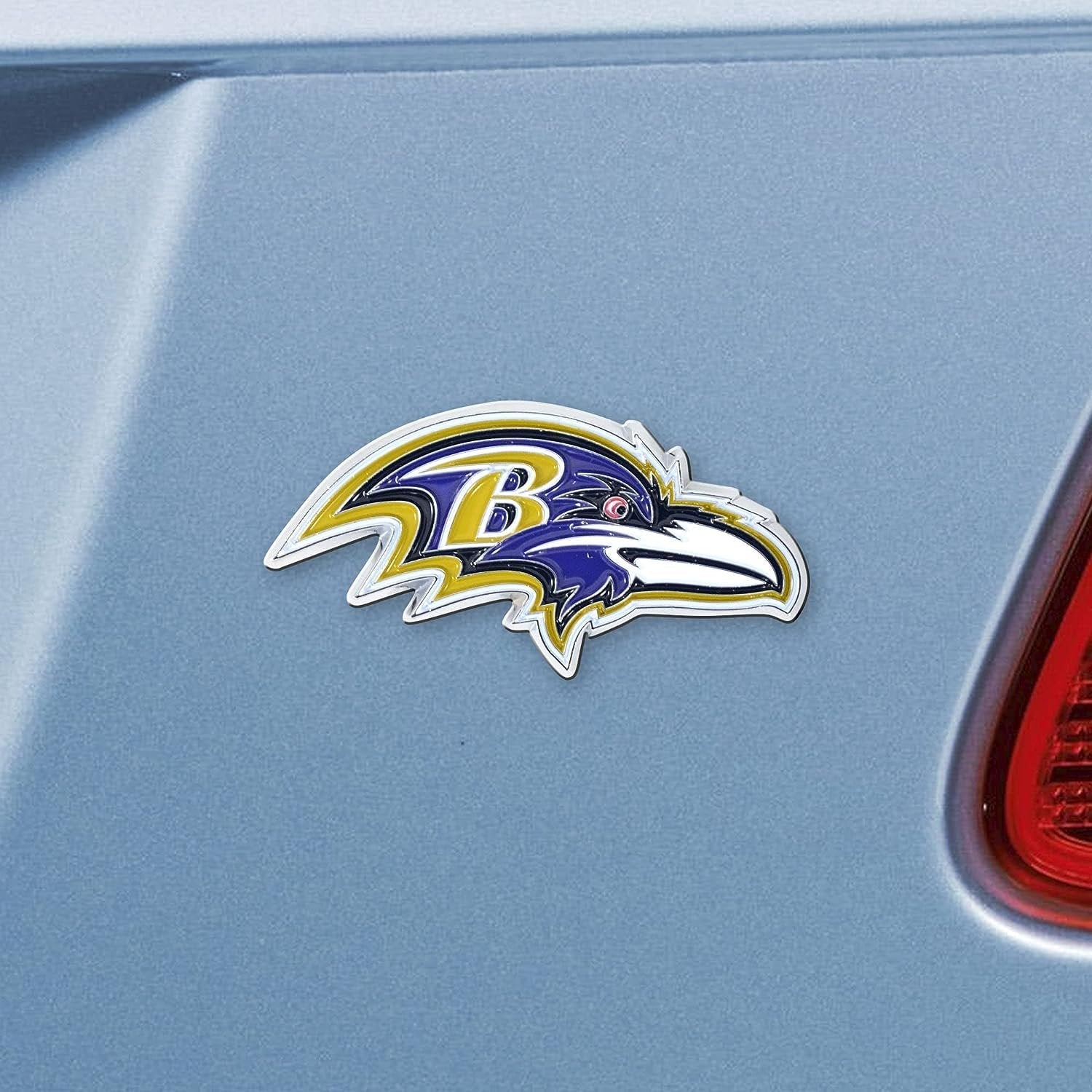 Baltimore Ravens Premium Solid Metal Color Raised Auto Emblem Shape Cut Adhesive Backing 2
