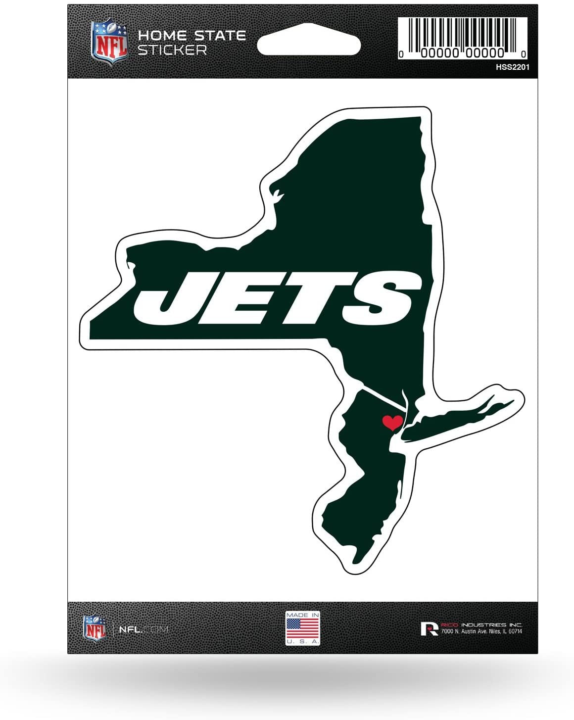 New York Jets 5 Inch Sticker Decal, Home State Design, Flat Vinyl, Full Adhesive Backing 1