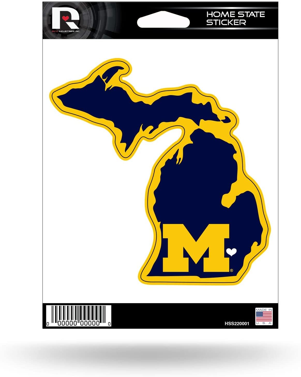 University of Michigan Wolverines 5 Inch Sticker Decal, Home State Design, Flat Vinyl, Full Adhesive Backing 1