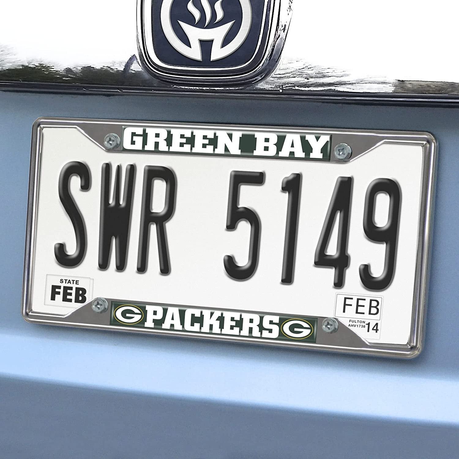 FANMATS 15532 Green Bay Packers Chrome Metal License Plate Frame, Team Colors, 6.25in x 12.25in