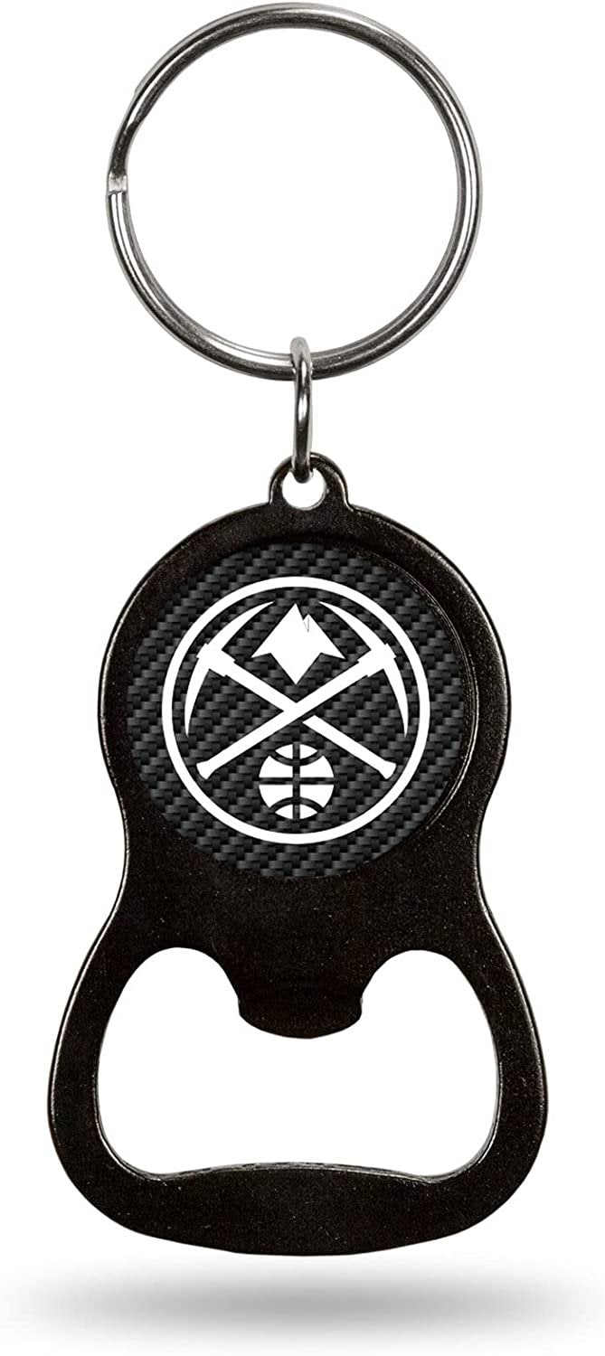 Denver Nuggets Premium Solid Metal Keychain Bottle Opener, Carbon Fiber Design