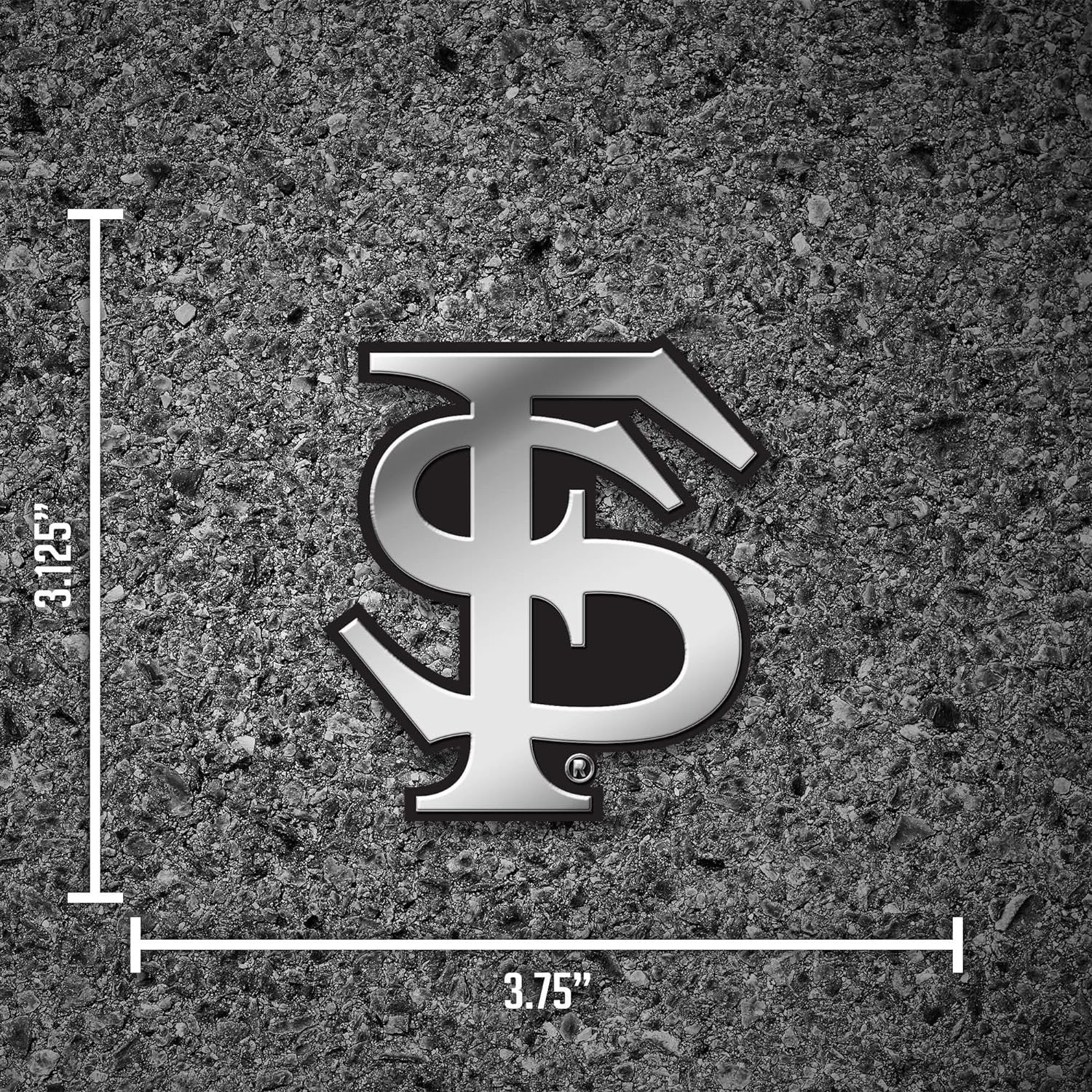 Florida State University Seminoles Auto Emblem, Silver Chrome Color, Raised Molded Plastic, 3.5 Inch, Adhesive Tape Backing 4