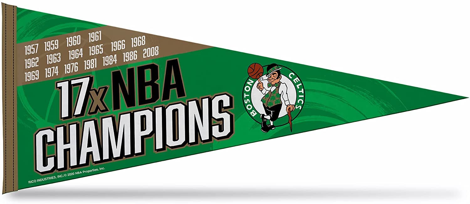 Boston Celtics 17-Time NBA Champions Soft Felt Pennant, 12x30 Inch, Easy To Hang 1