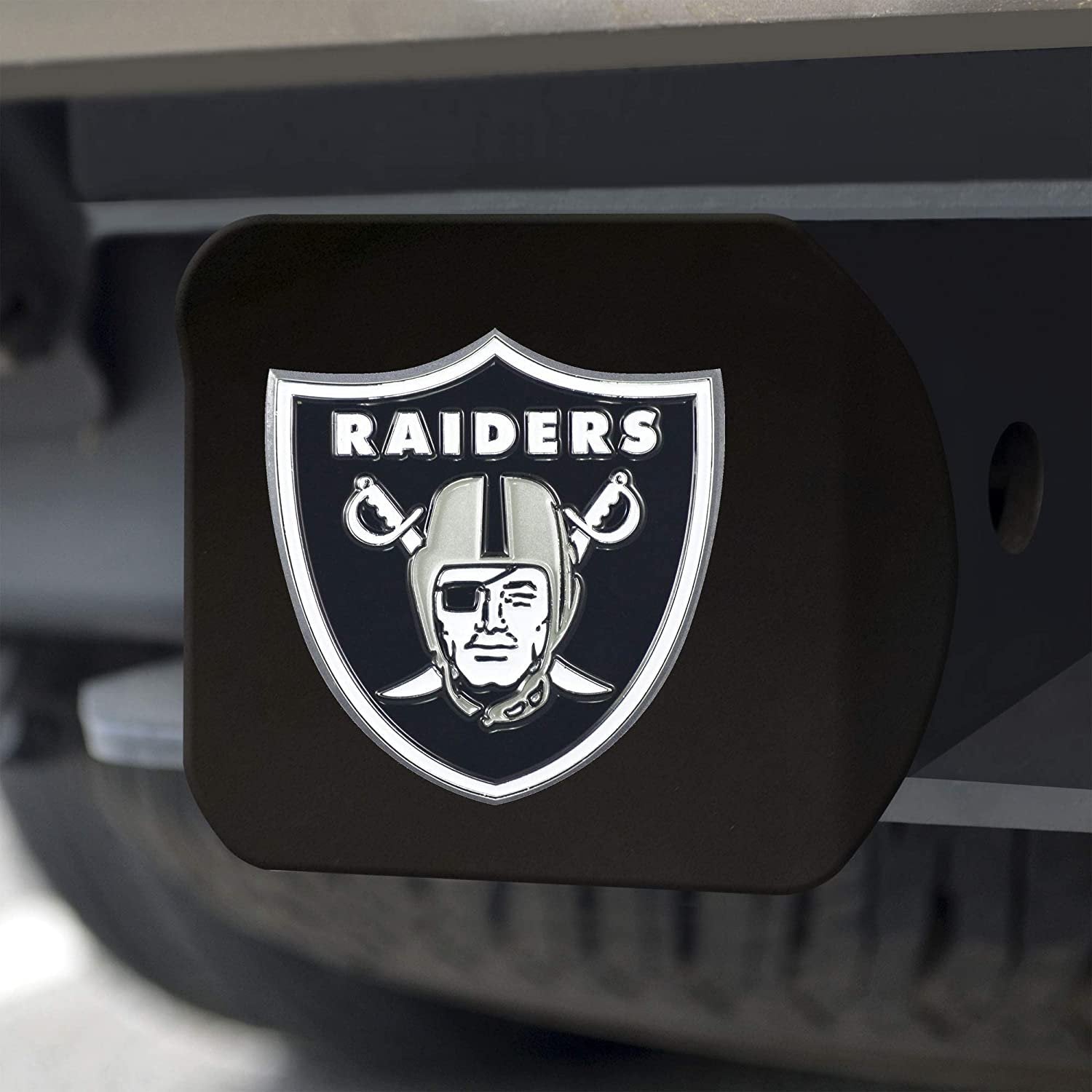 Las Vegas Raiders Hitch Cover Black Solid Metal with Raised Color Metal Emblem 2" Square Type III