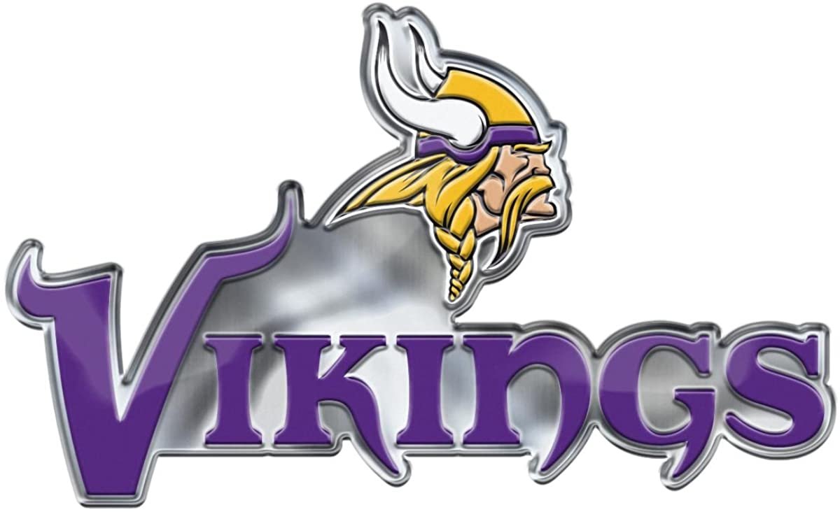 Minnesota Vikings Embossed Color Auto Emblem, Raised Aluminum Metal, Full Adhesive Backing