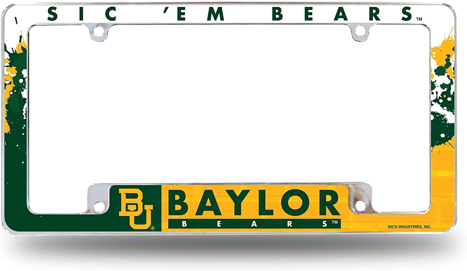 Baylor University Bears Metal License Plate Frame Tag Cover All Over Design 12x6 Inch 1