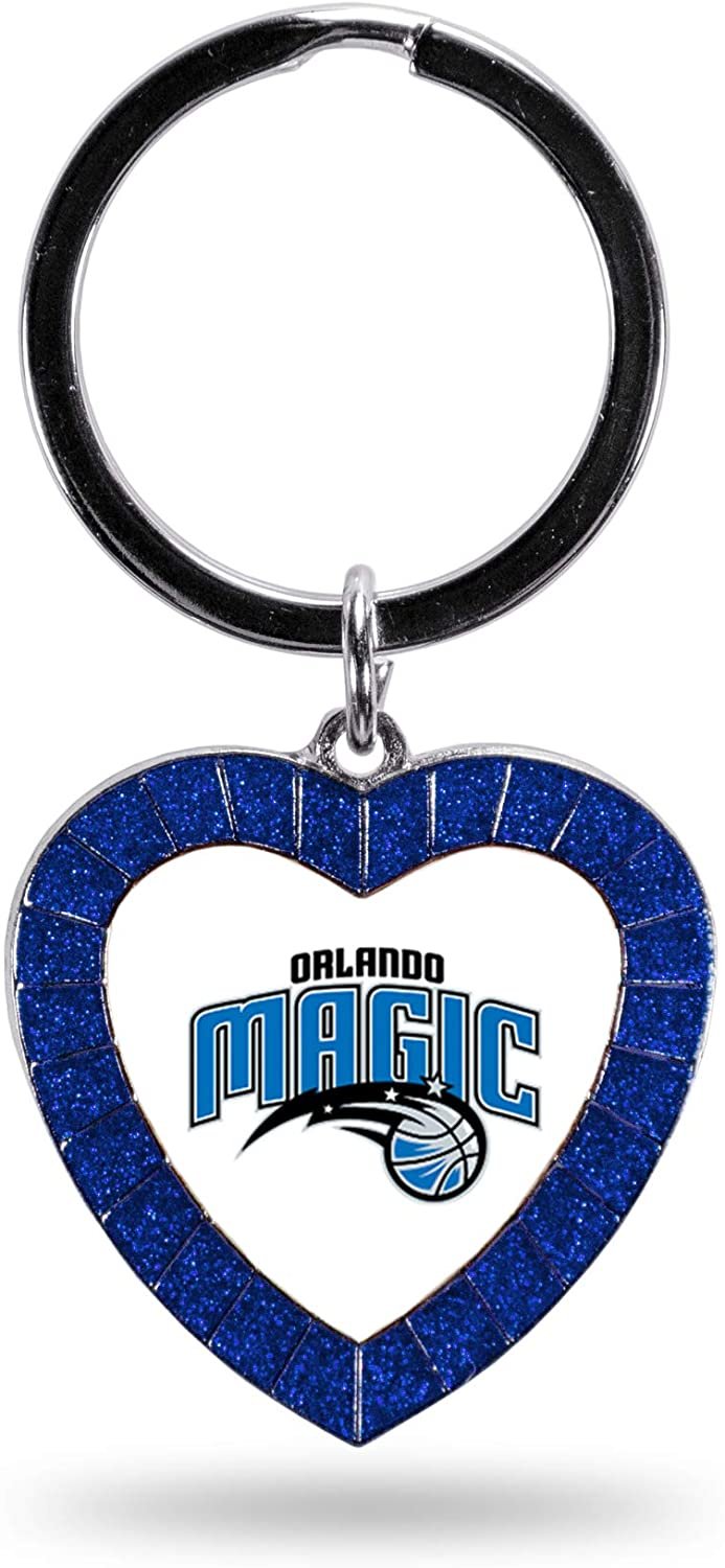 Orlando Magic Metal Keychain Rhinestone Colored Heart Shape 1