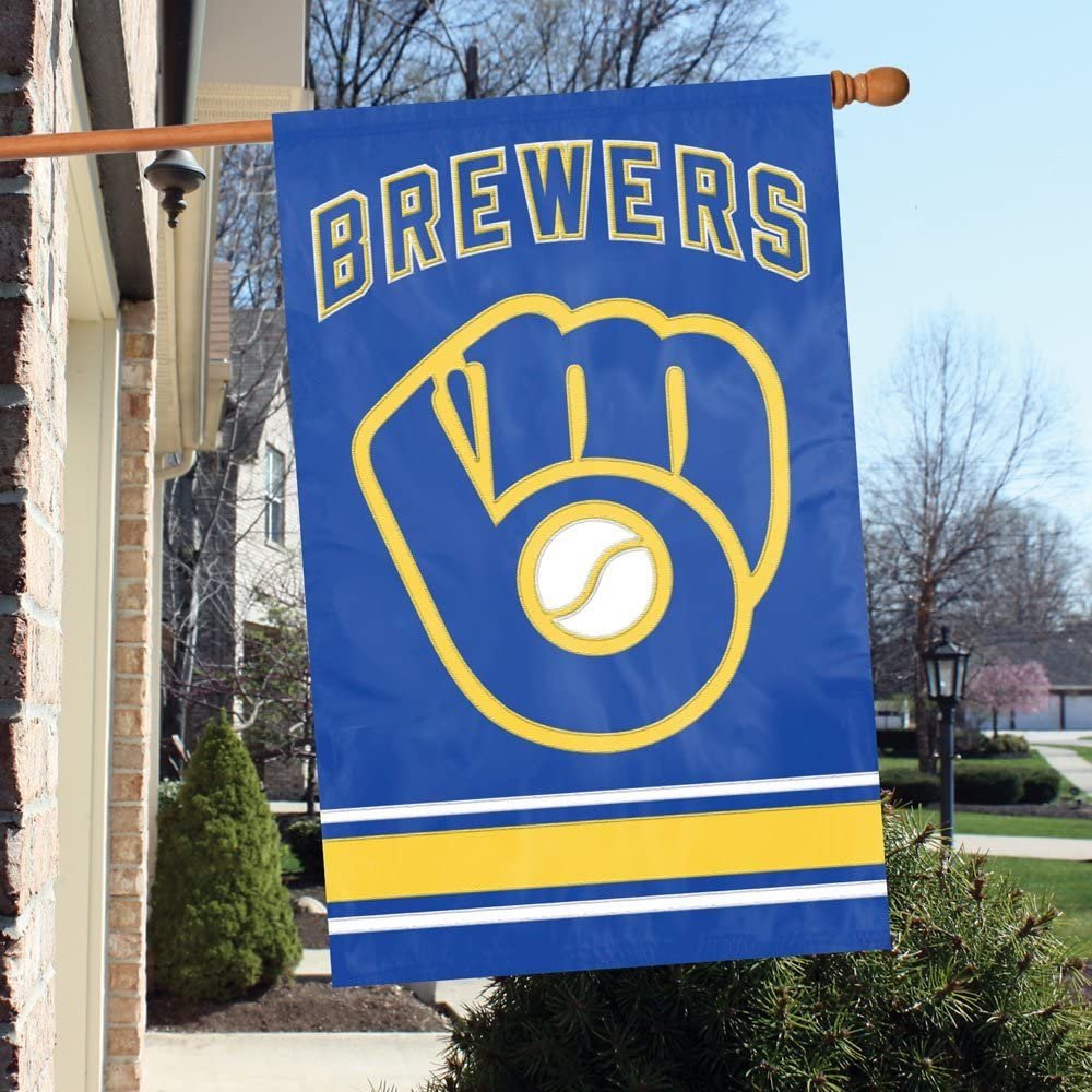 Milwaukee Brewers Double Sided Banner Flag Embroidered Applique 44x28 Inch