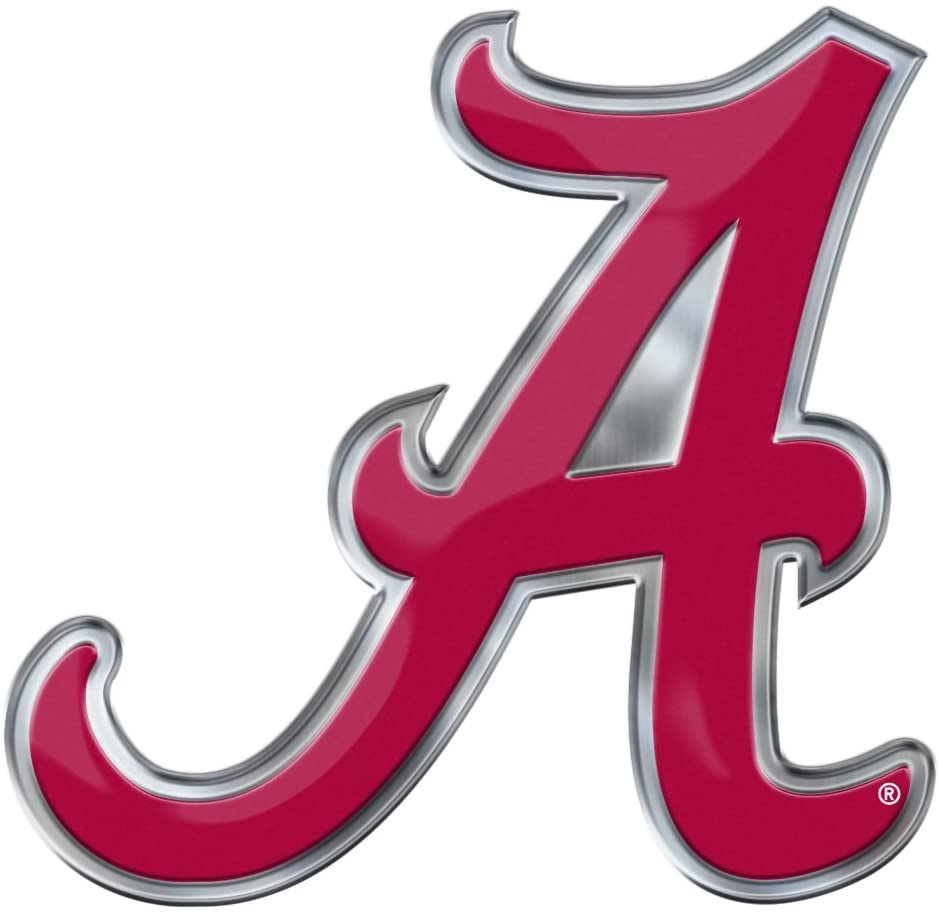 University of Alabama Crimson Tide Premium Aluminum Metal Raised Auto Emblem, A Logo, Color Embossed, Full Adhesive Backing