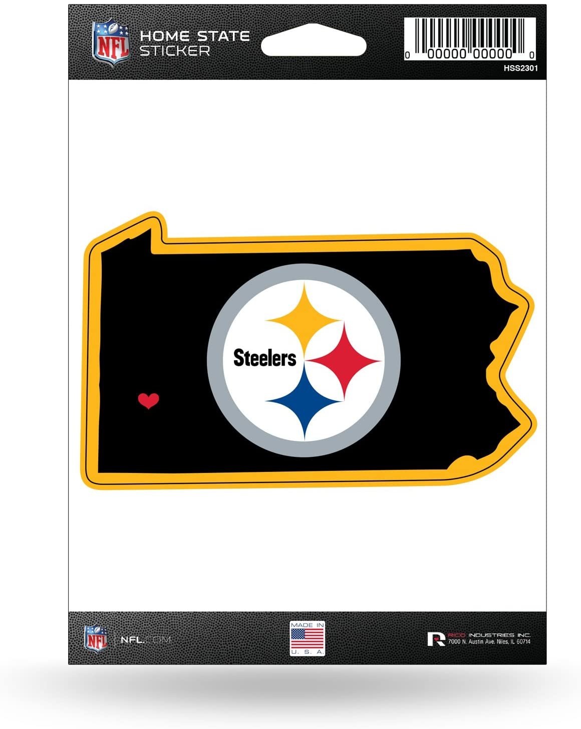 Pittsburgh Steelers 5 Inch Sticker Decal, Home State Design, Flat Vinyl, Full Adhesive Backing 1