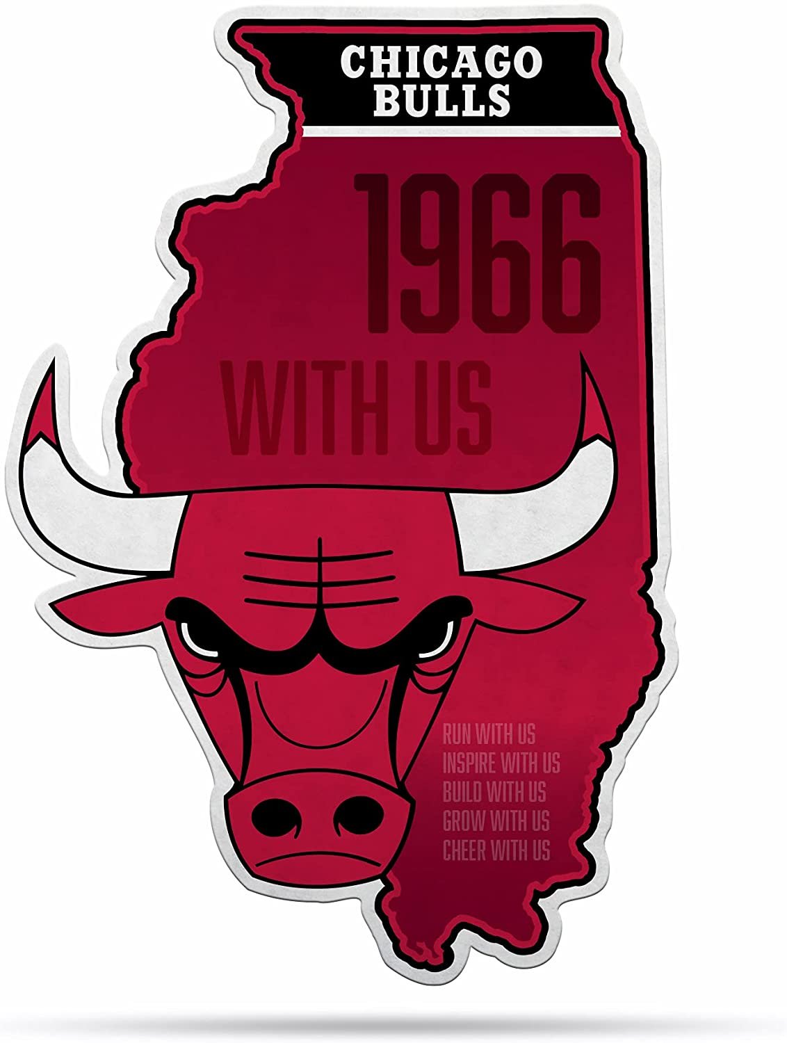 Chicago Bulls Soft Felt Pennant, State Design, Shape Cut, 18 Inch, Easy To Hang