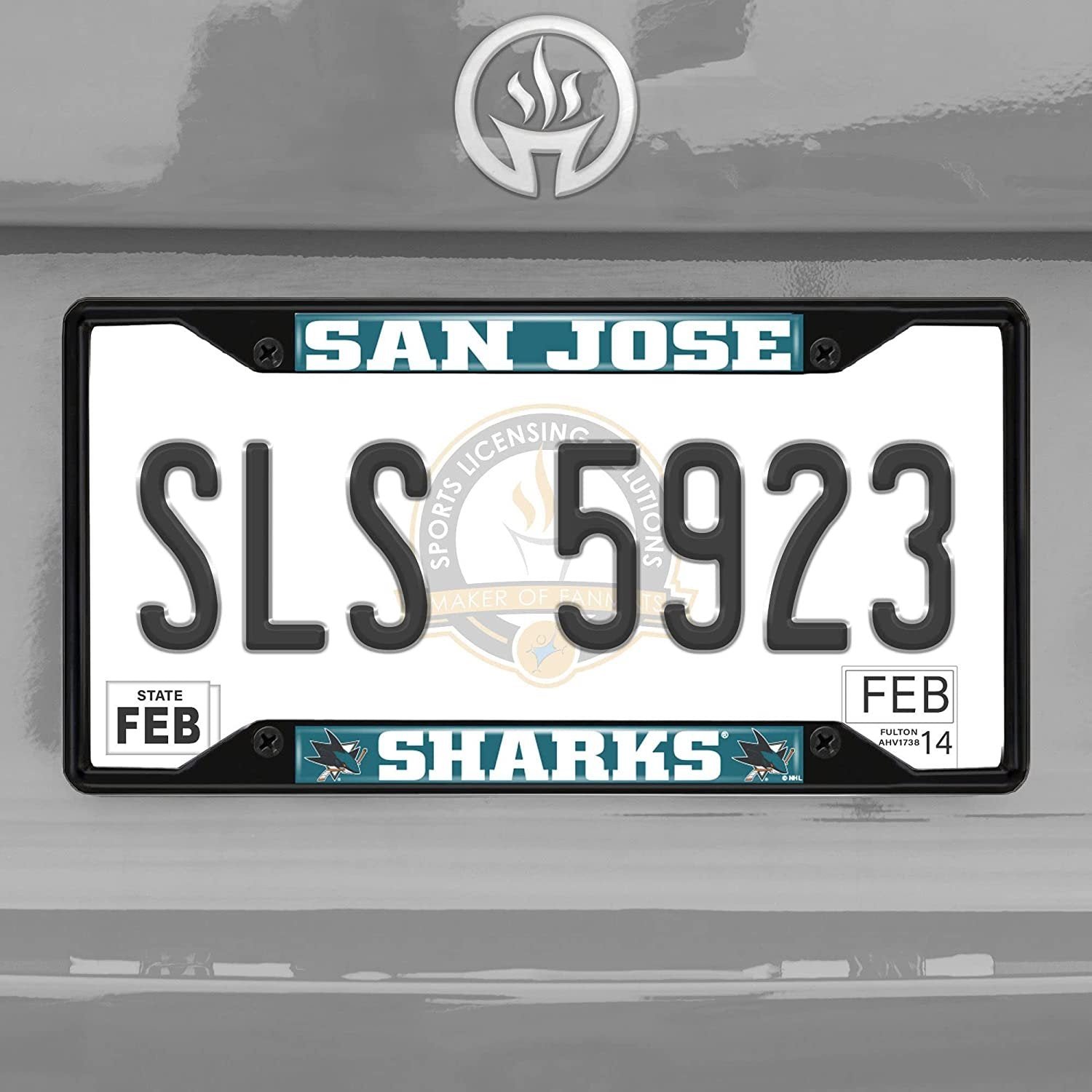 FANMATS 31390 San Jose Sharks Metal License Plate Frame Black Finish