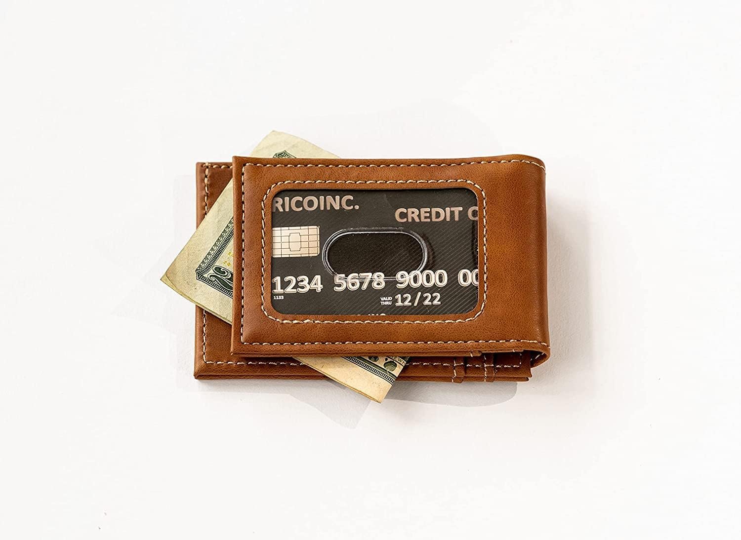 NCAA Michigan Wolverines Men’s Front ID Pocket Brown Wallet- Premium 8 Pocket Laser-Engraved Team Logo on Vegan Leather- Minimalist Design, Credit Card Holder- Ideal for Travel or Men’s Gift 5