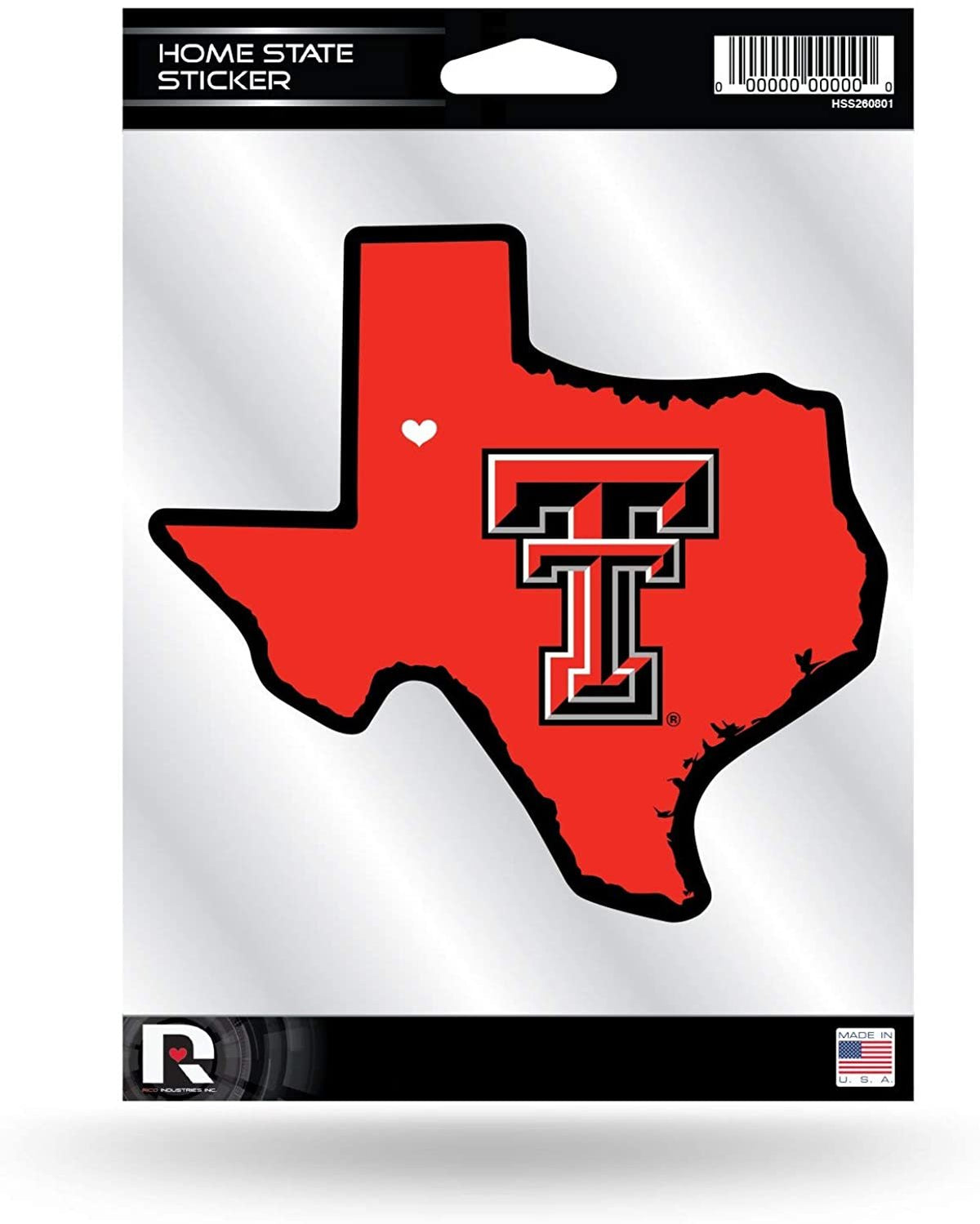 Texas Tech University Red Raiders Home State Sticker Decal Flat Vinyl 5 Inch 1