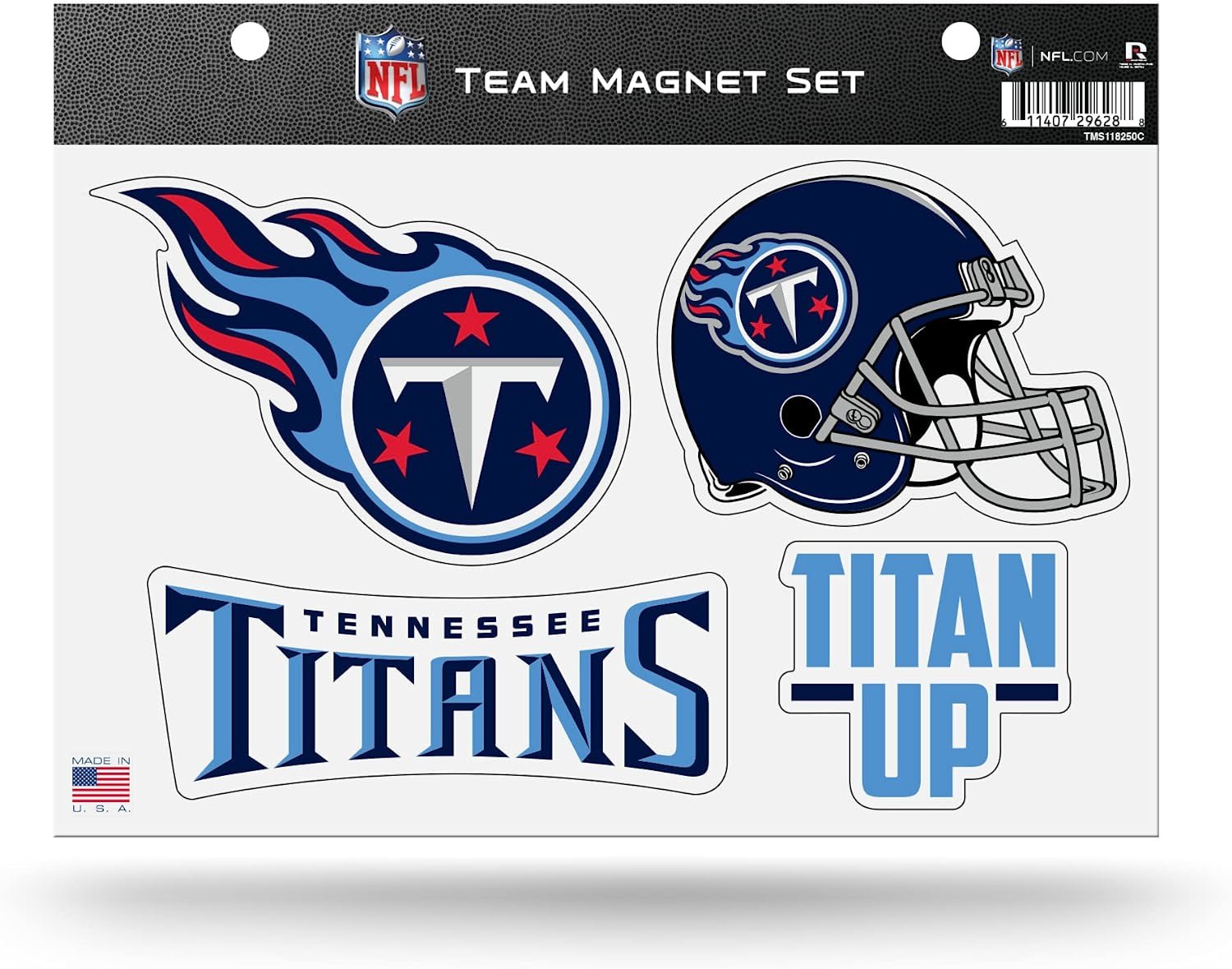 Tennessee Titans Team Multi Magnet Set, 8.5x11 Inch Auto Home, 4 Piece Sheet 1