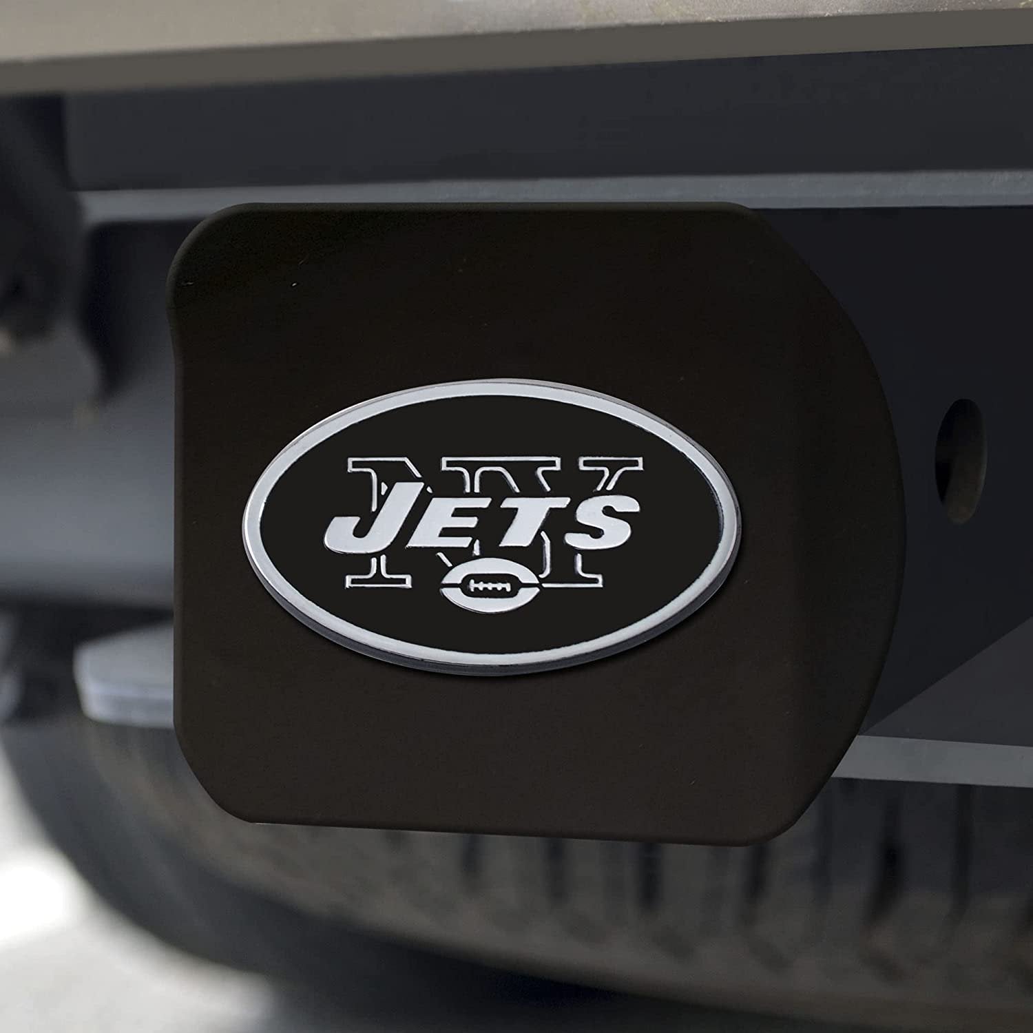 NFL New York Jets Metal Hitch Cover, Black, 2" Square Type III Hitch Cover 2