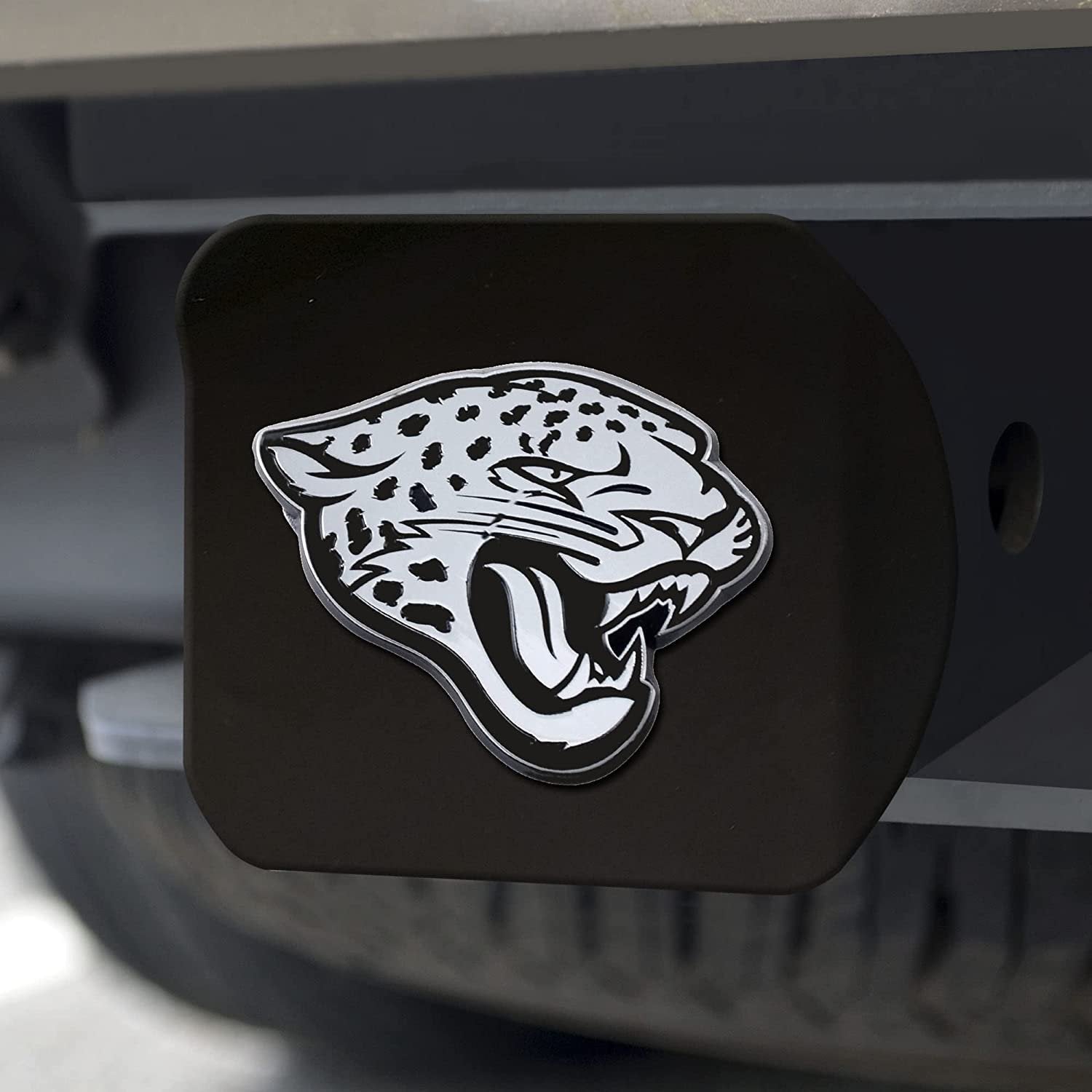 NFL Jacksonville Jaguars Metal Hitch Cover, Black, 2" Square Type III Hitch Cover
