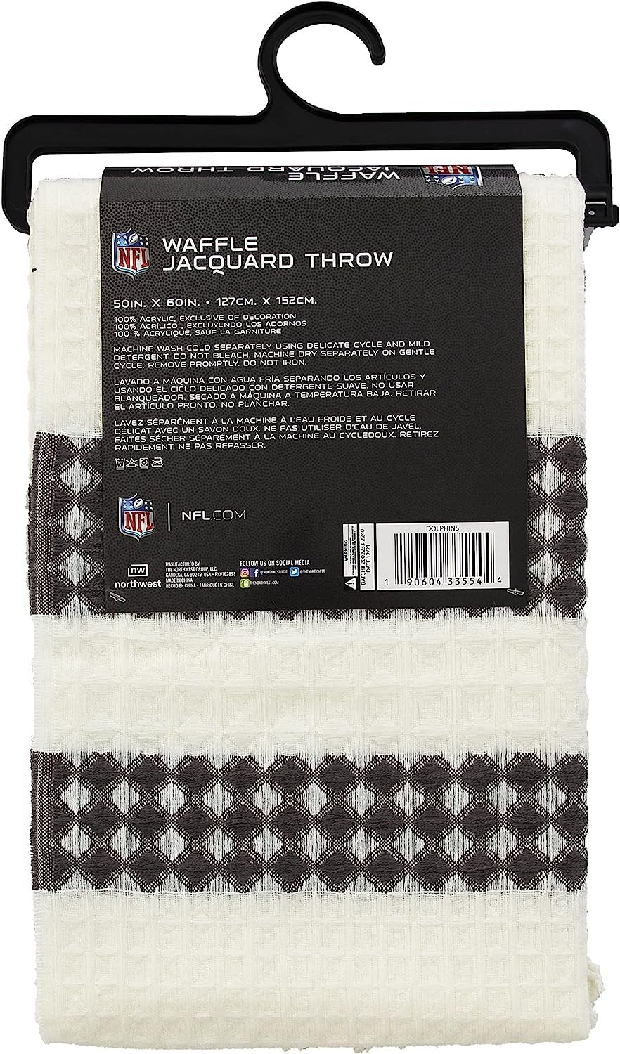 Miami Dolphins Throw Blanket Waffle Weave Jacquard, 50x60 Inch, Unisex-Adult, 100% Acrylic 5