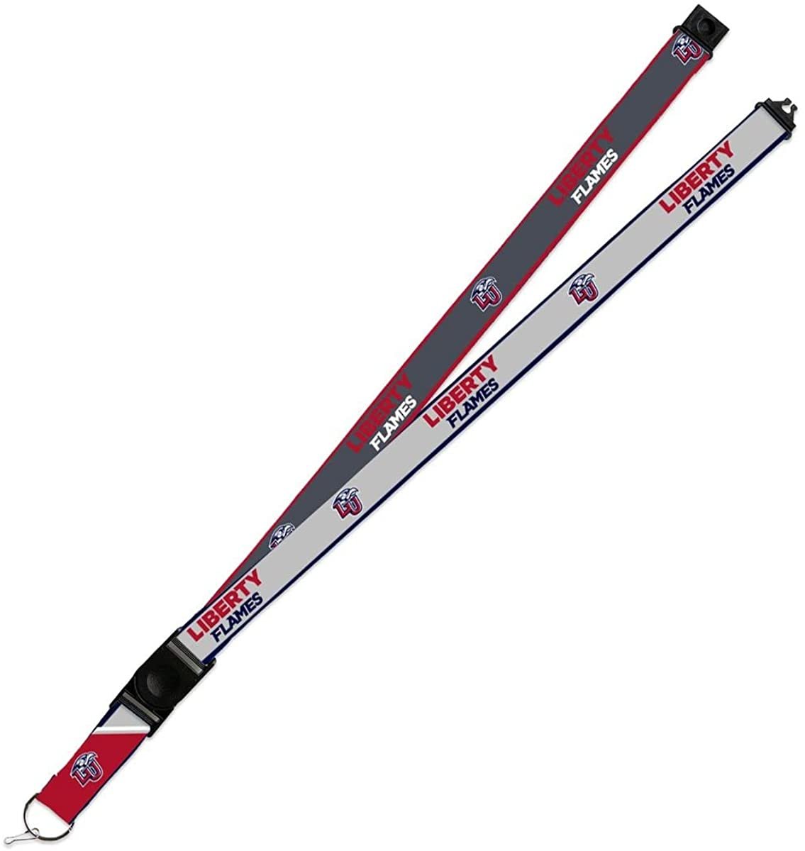 Liberty Flames Lanyard Keychain 2-sided Breakaway Clip GRAY University