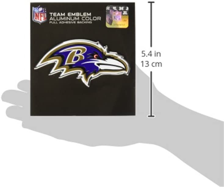 Baltimore Ravens Auto Emblem, Aluminum Metal, Embossed Team Color, Raised Decal Sticker, Full Adhesive Backing