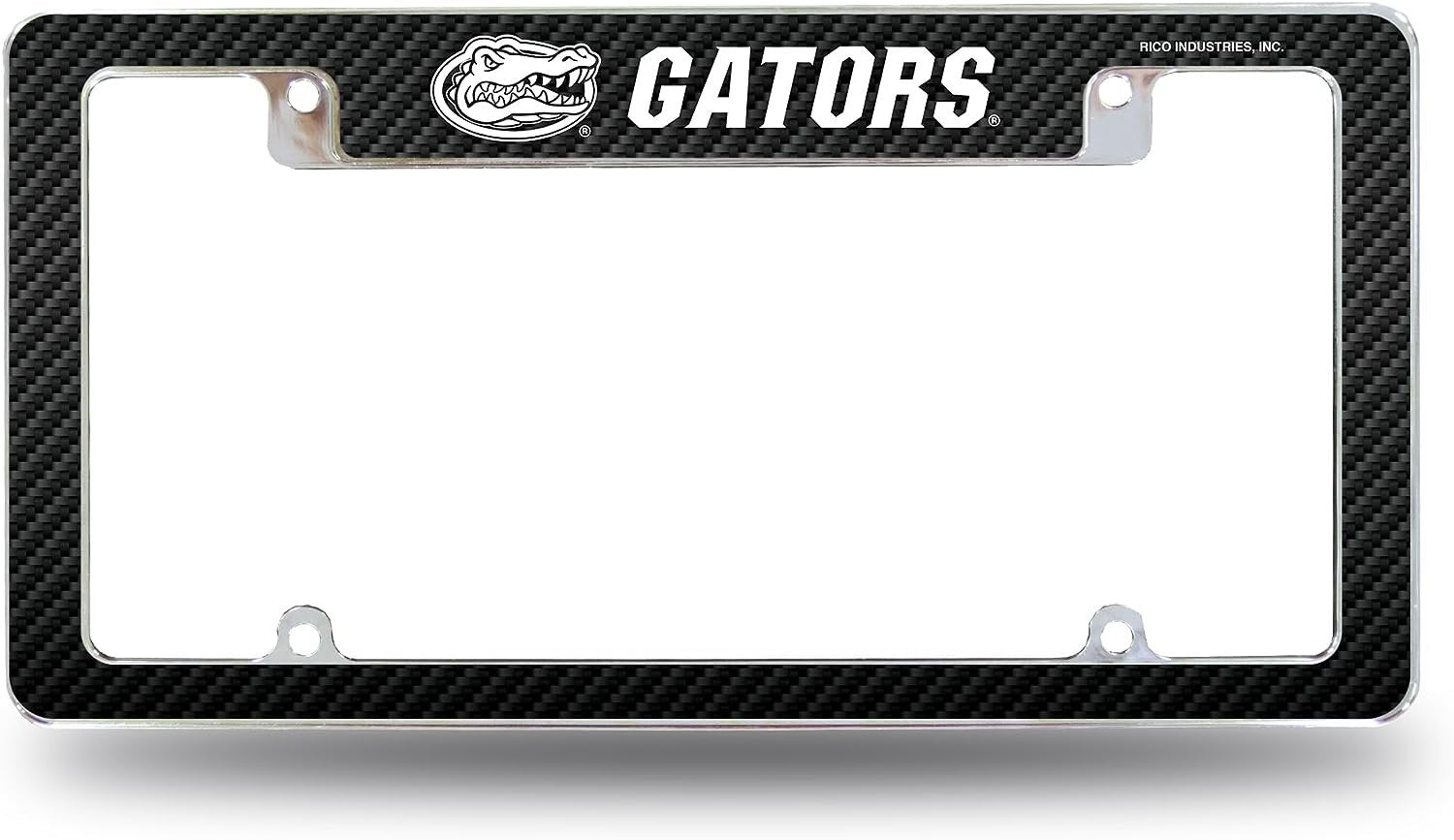 University of Florida Gators Metal License Plate Frame Chrome Tag Cover 12x6 Inch Carbon Fiber Design 1