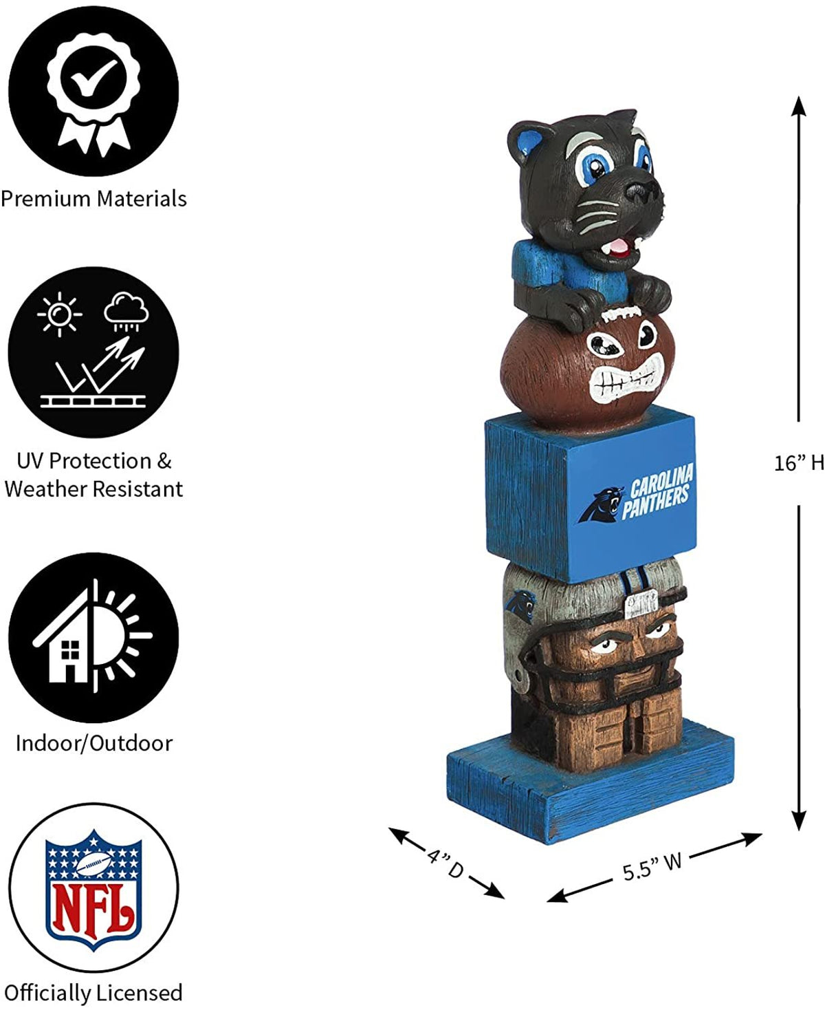 Carolina Panthers 16 Inch Tiki Totem Garden Statue Resin Outdoor Decoration 5