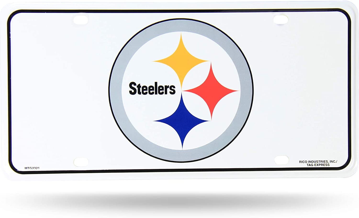 Pittsburgh Steelers Metal Auto Tag License Plate, Logo White Design, 12x6 Inch 1