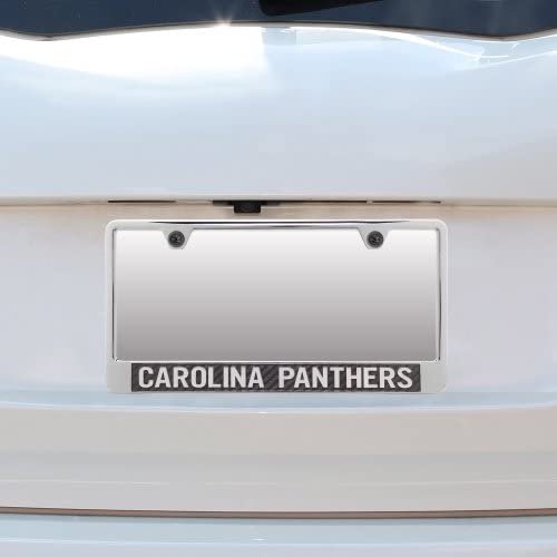 Carolina Panthers Chrome Metal License Plate Tag Cover, Carbon Fiber Design, 12x6 Inch 1