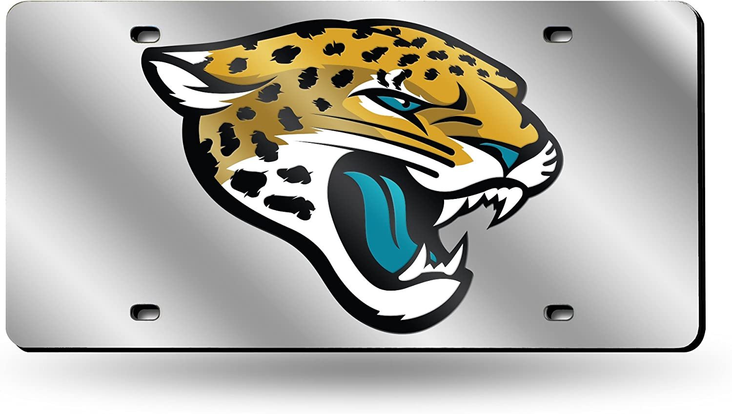 Jacksonville Jaguars Premium Laser Cut Tag License Plate, Mirrored Acrylic Inlaid, 12x6 Inch