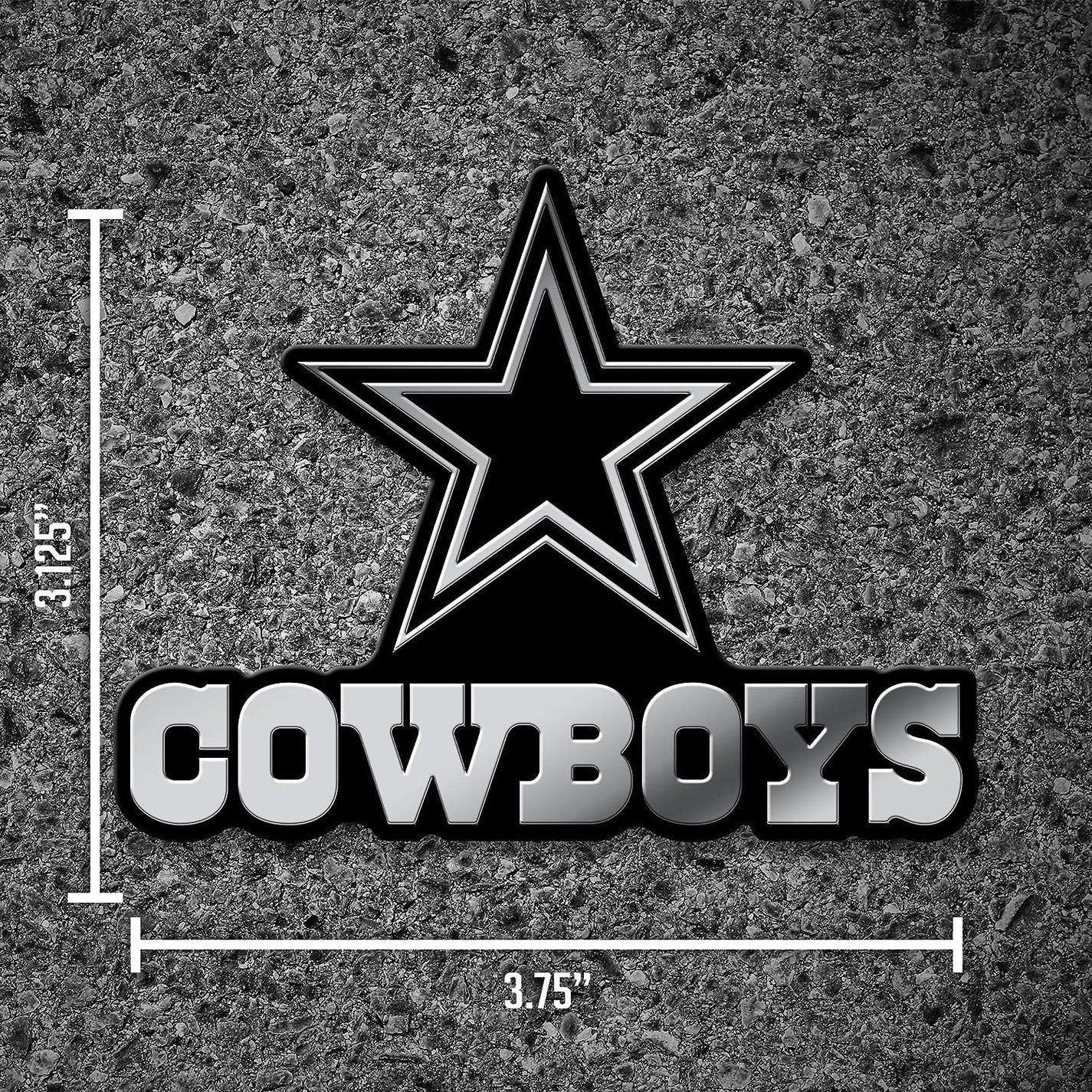 Dallas Cowboys Auto Emblem, Silver Chrome Color, Raised Molded Plastic, 3.5 Inch, Adhesive Tape Backing 4