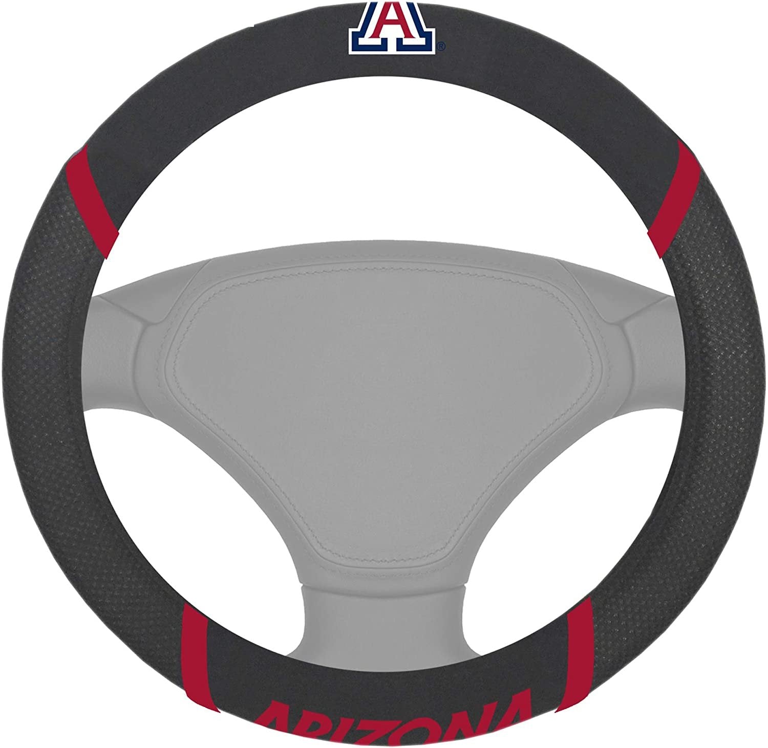 Arizona Wildcats Steering Wheel Cover Premium Embroidered Black 15 Inch University of