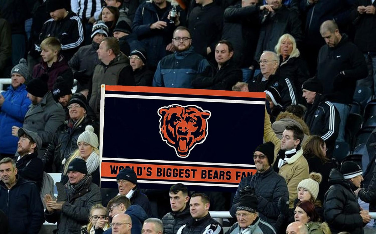 Chicago Bears 3x5 Feet Flag Banner, World's Biggest Fan, Metal Grommets, Single Sided, Indoor or Outdoor Use 3