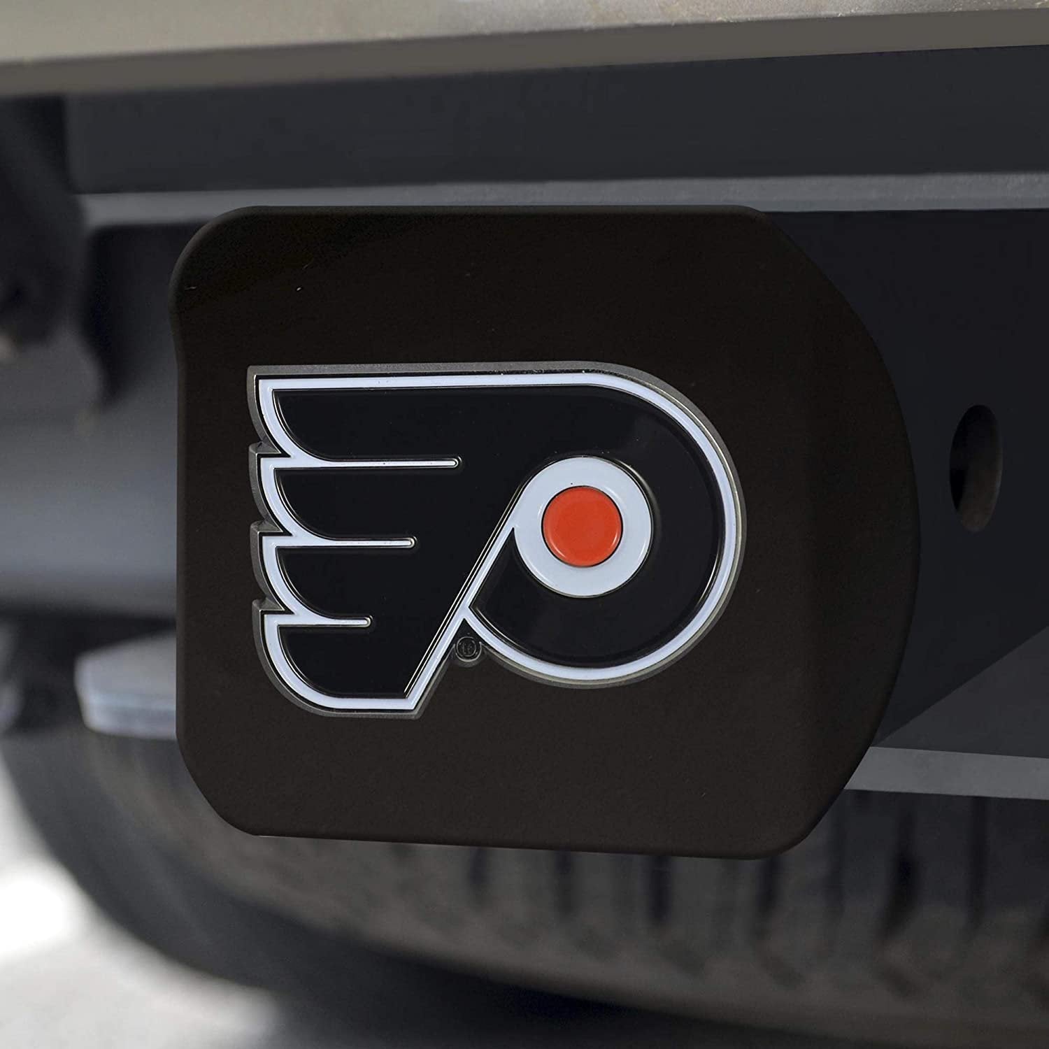 Philadelphia Flyers Solid Metal Black Hitch Cover with Color Metal Emblem 2 Inch Square Type III