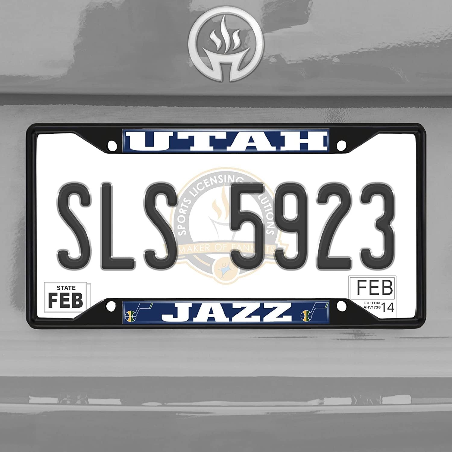 FANMATS 31342 Utah Jazz Metal License Plate Frame Black Finish